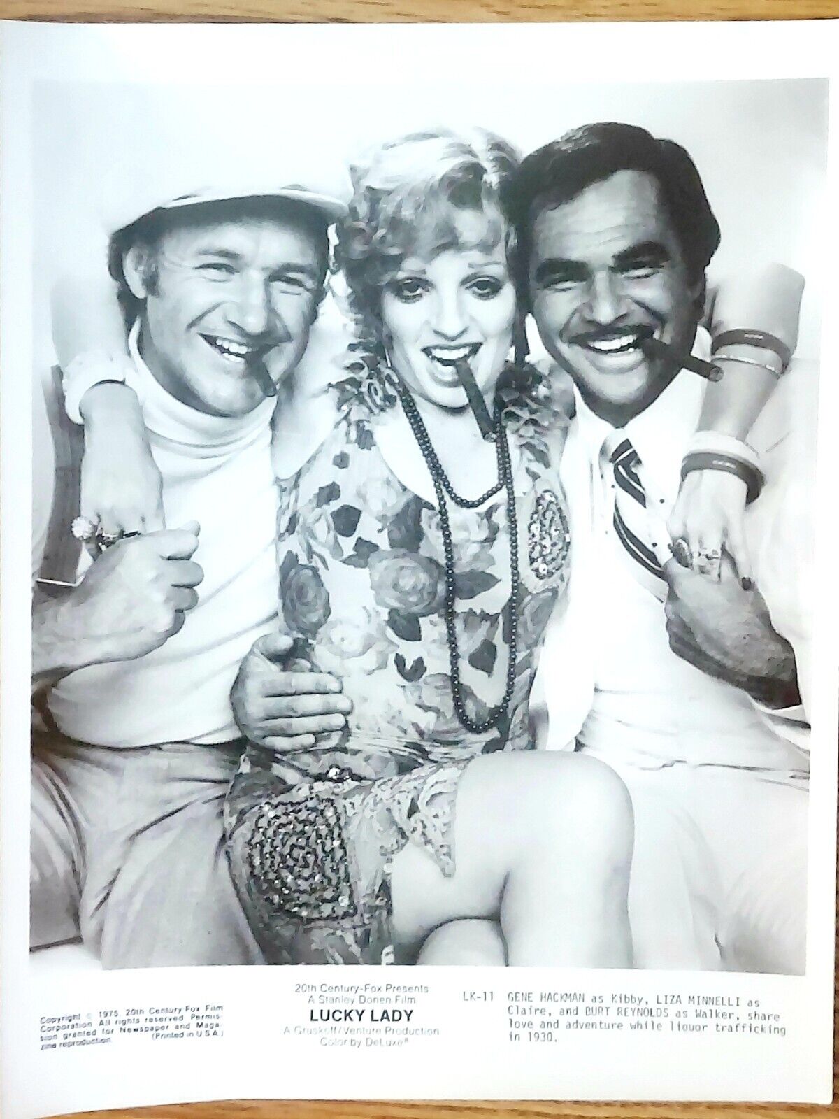 Gene Hackman Liza Minelli Burt Reynolds Publicity Photo Lucky Lady 1975 70\'s