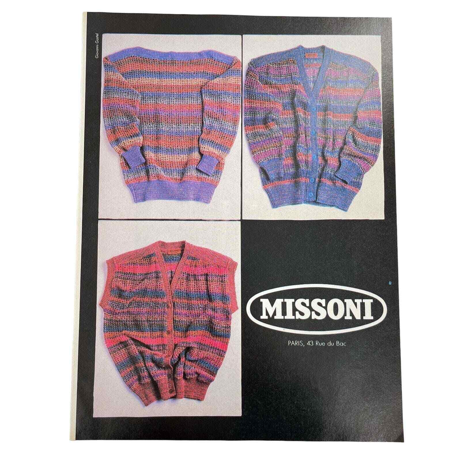 Missoni Sweater Vintage Magazine Print Ad 80s Fashion Belle France Dress 1983