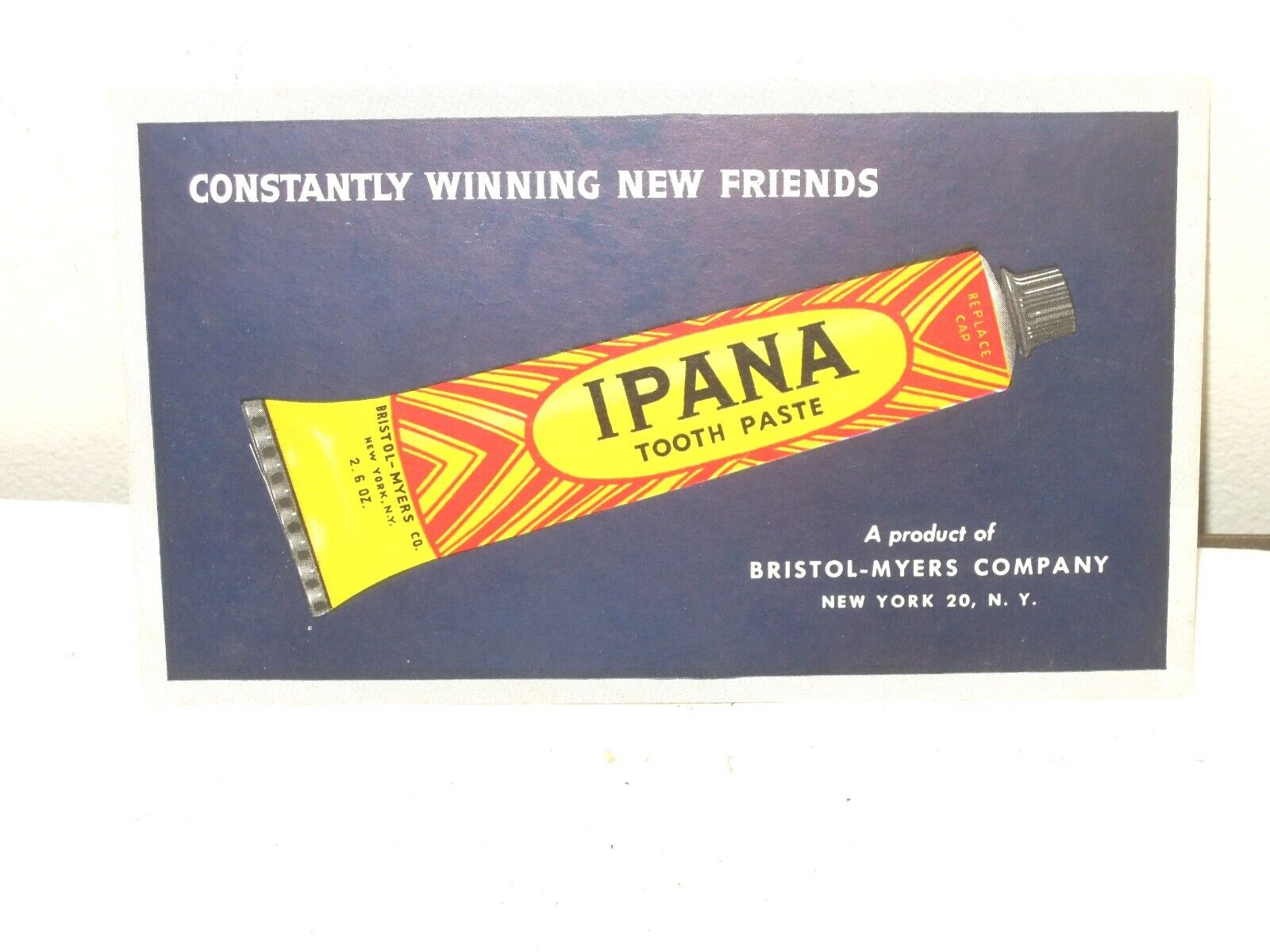 Ipana Toothpaste postcard size advertising or product insert?