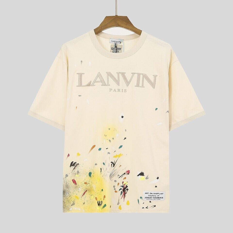 For Lanvin Embroidered T-Shirts Unisex Casual Street Short Sleeve