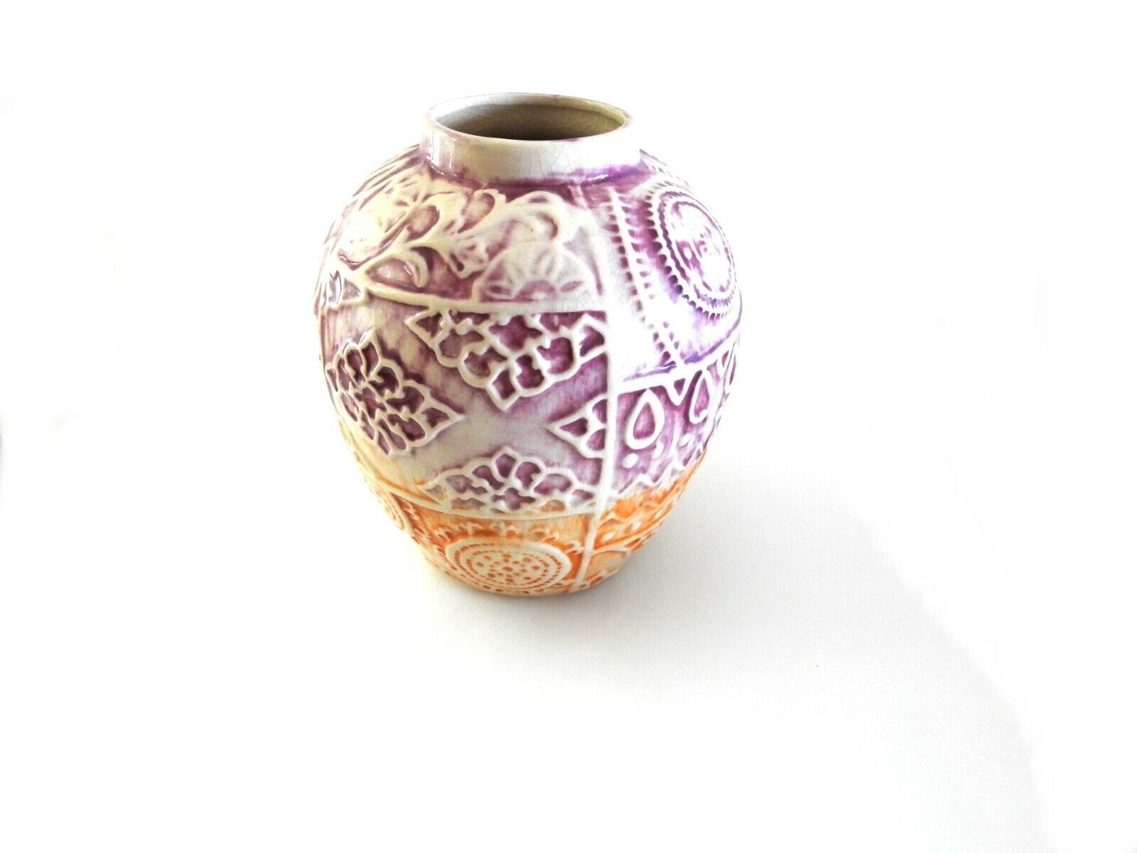 Zara Home Ceramic Crackle Vase Purple Orange