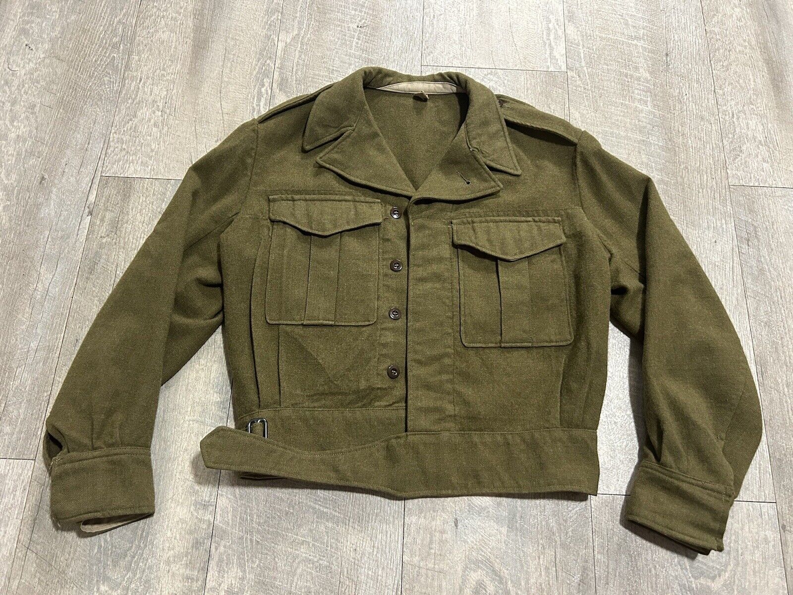 Vtg CJ Wilson Wool Jacket Green Pty LTD 1952 Military Field Utility Coat