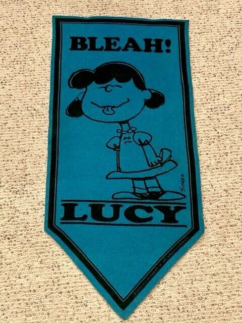Vintage 1970 Peanuts Lucy Rare Felt Banner Blue ‘BLEAH’ Schultz Pennant Snoopy