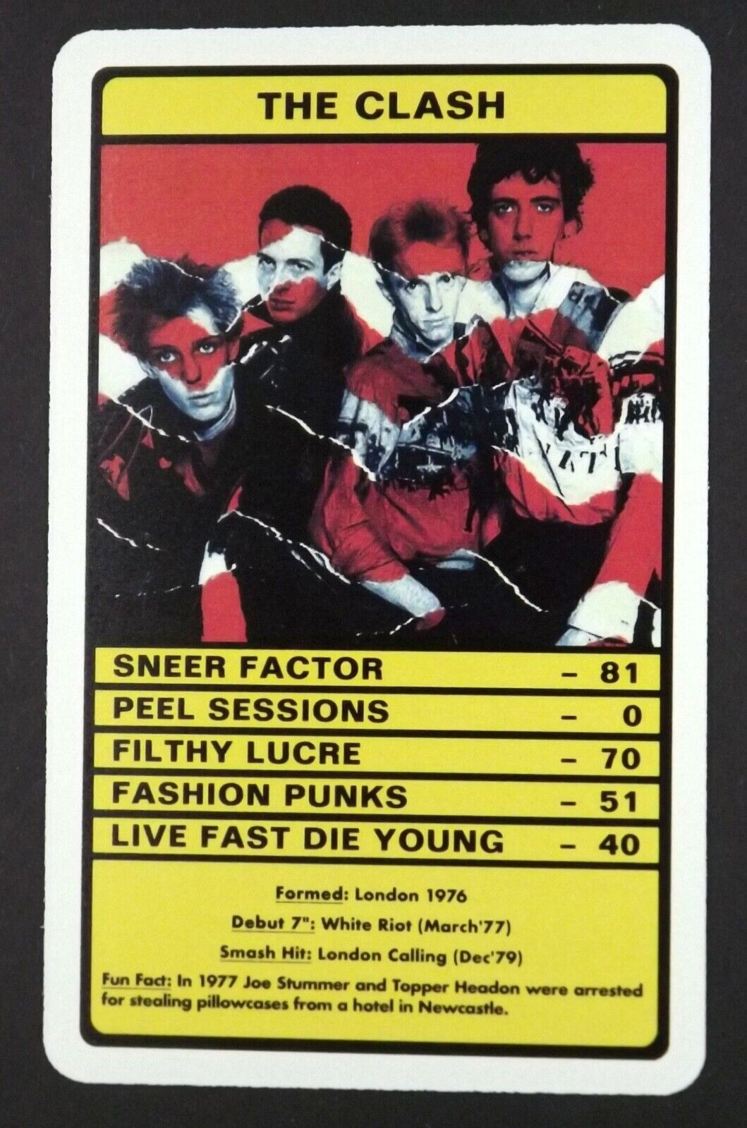 1 x card Music Punk band group The Clash - 1976 ≠ Q22