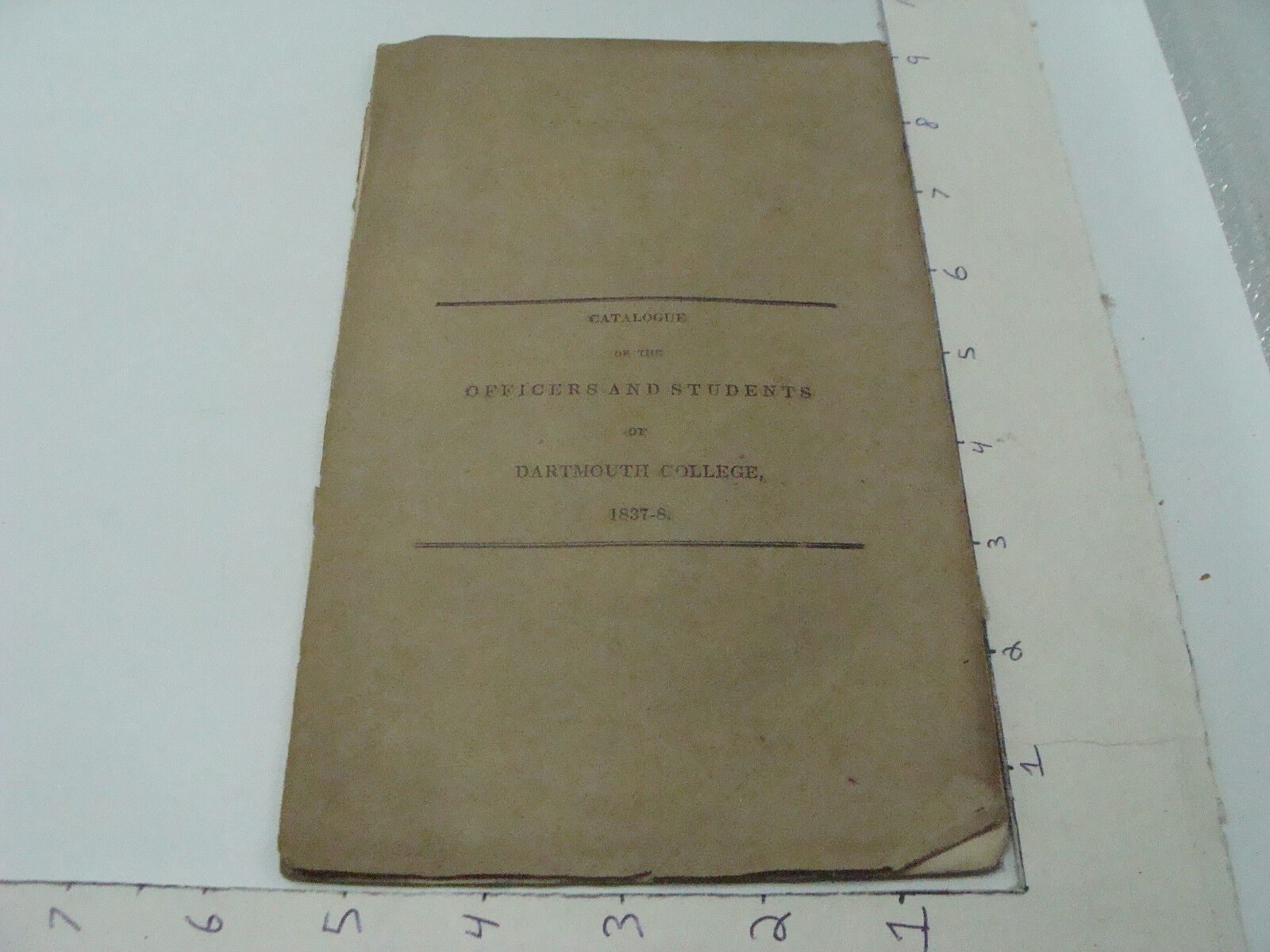 ORIGINAL - DARTMOUTH COLLEGE -- 1837-38 CATALOG OF OFFICERS & STUDENTS 24pgs