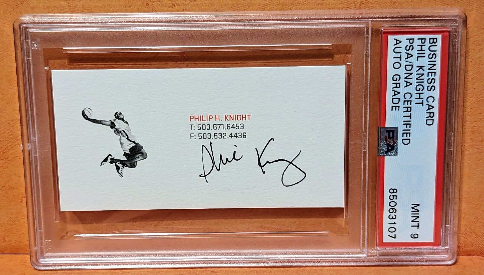 Phil Knight Autograph Lebron James PSA 9 MINT Signed Nike Business Card 