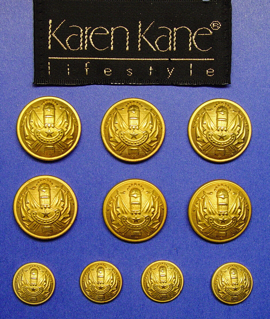 10 KAREN KANE blazer replacement gold tone solid metal buttons Good Used cond.