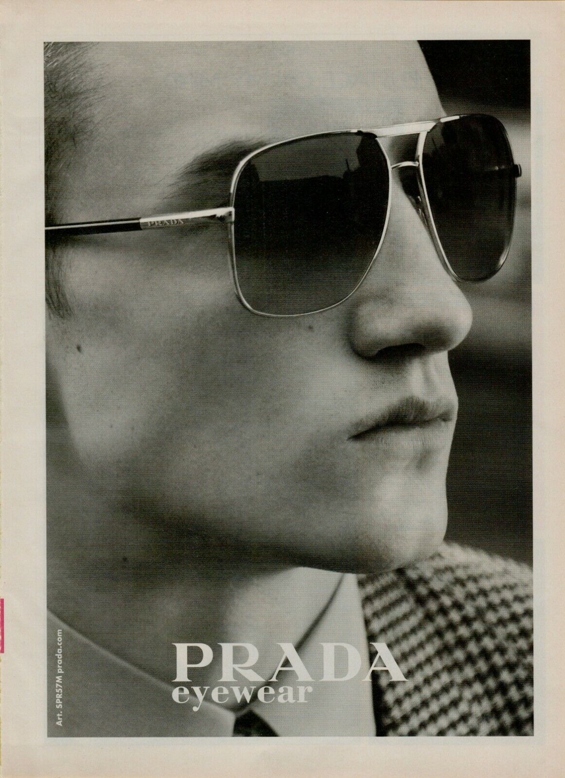 2010 Prada Eyewear Male Model Hound\'s-tooth Jacket Shades Photo Vintage Print Ad