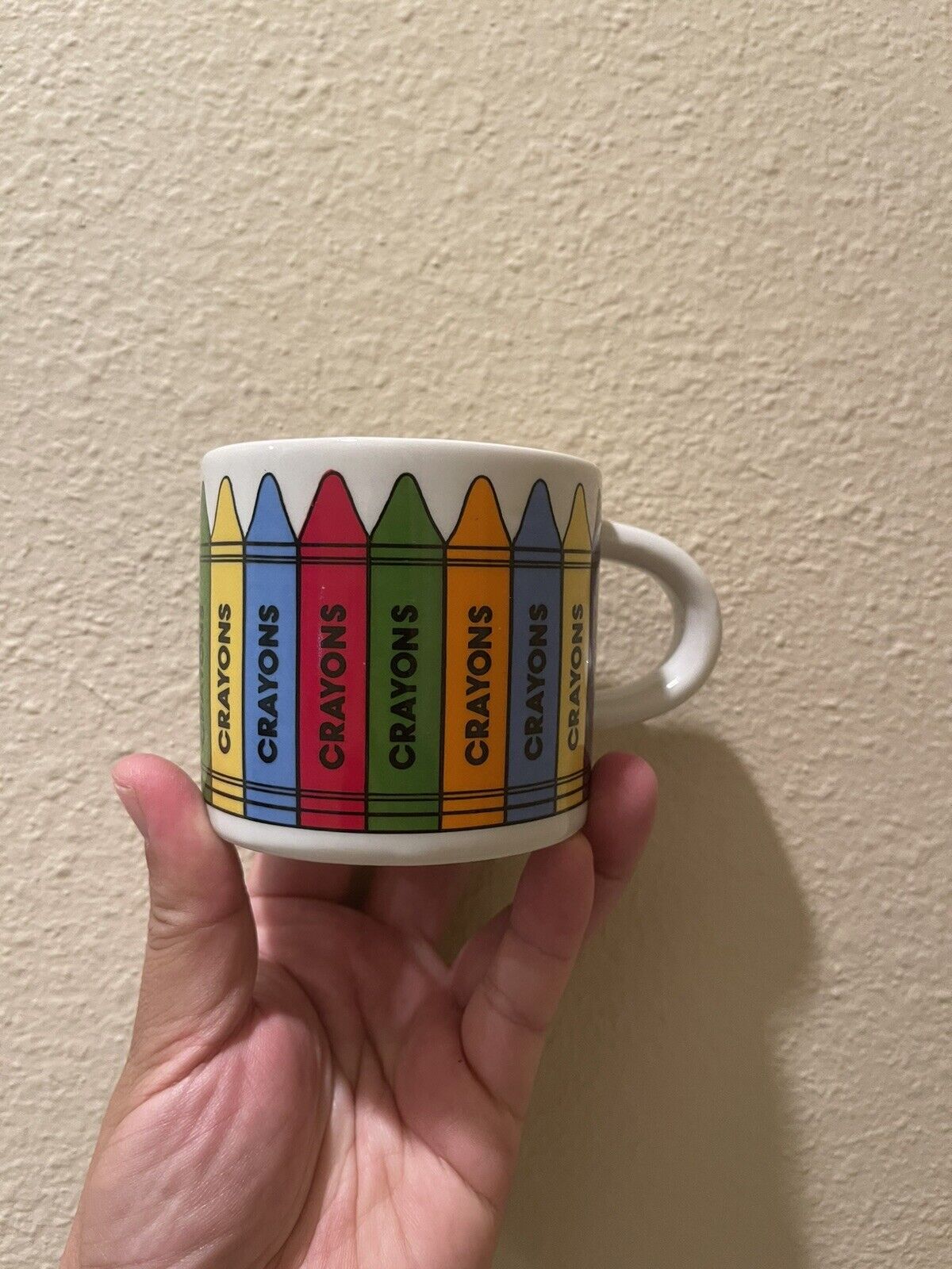 VTG Rare Unique Crayon Design Half Mug 8oz