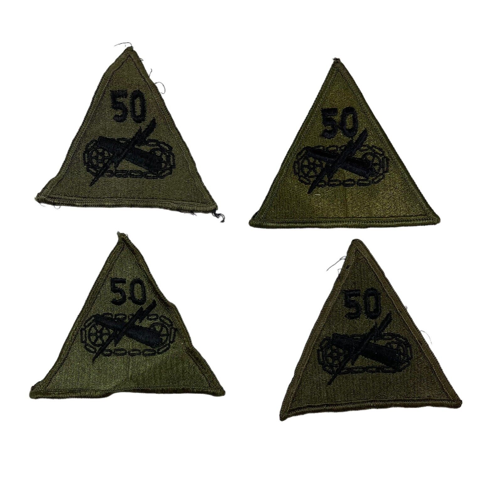 4 Vintage U.S. ARMY 50th ARMORED DIVISION Subdued Green & Black PATCHES LOT