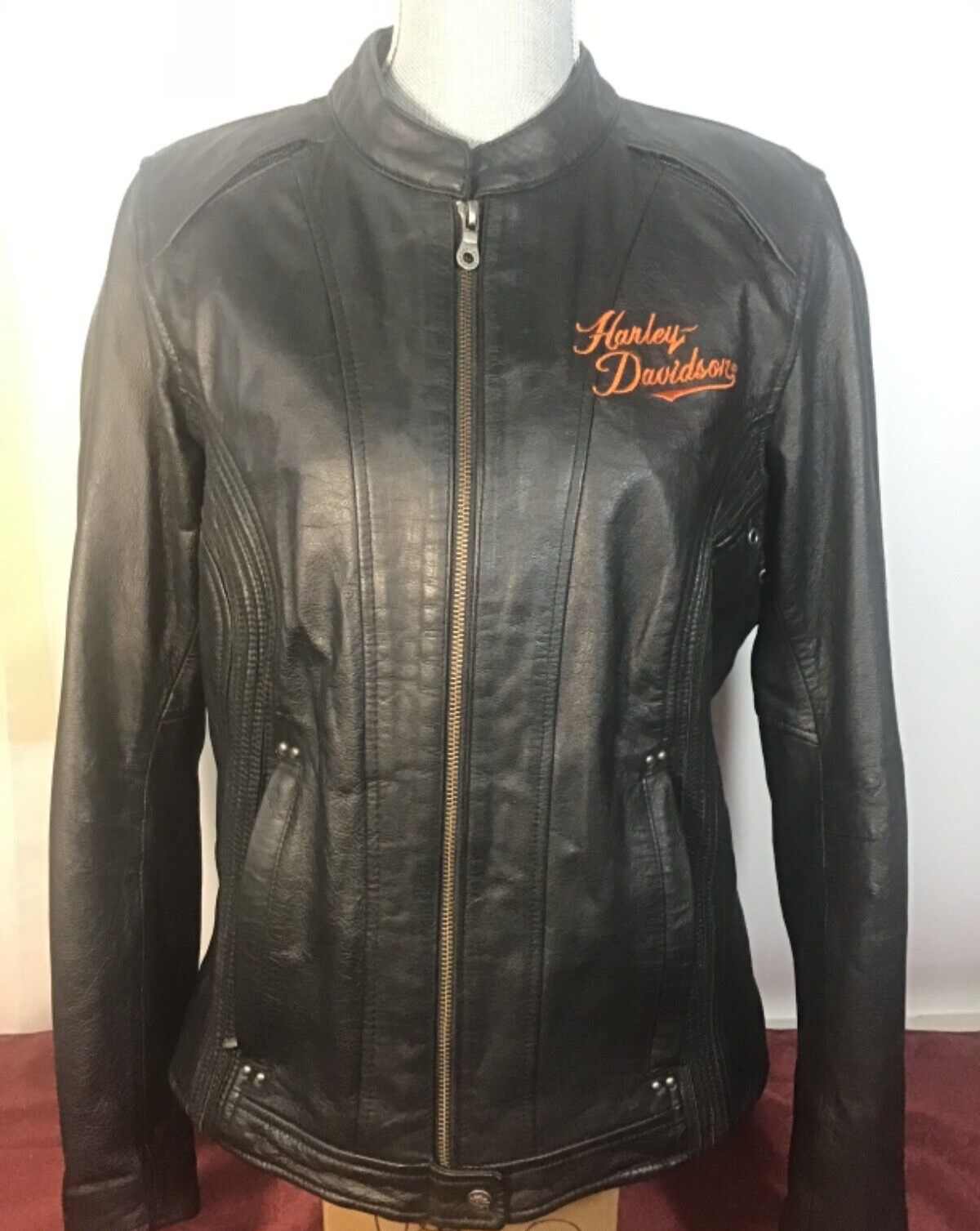Harley Davidson Woman’s Vented Leather Riding Jacket + Hoodie Women’s  Large