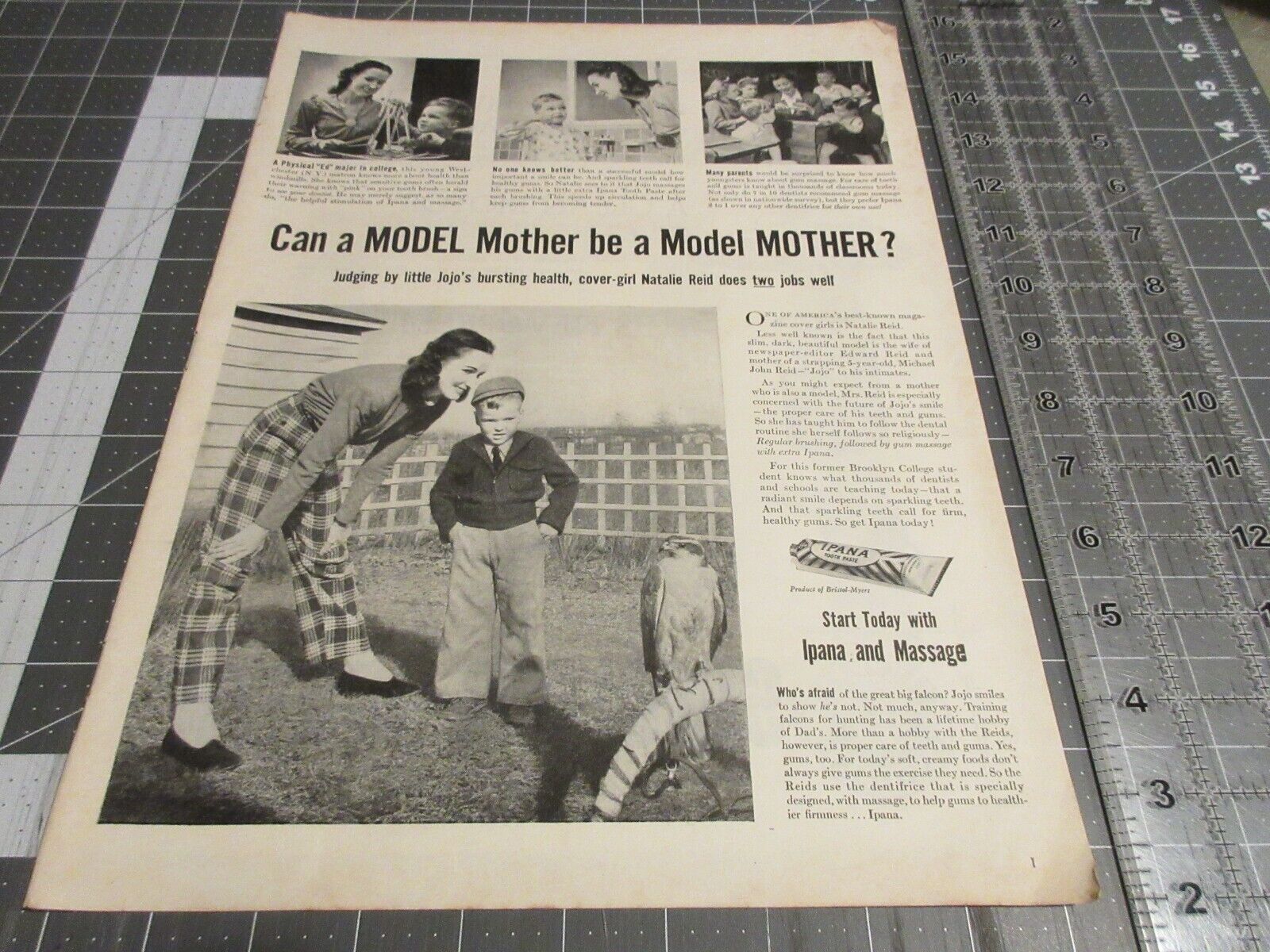 1946 Model Mother be a Model Mother, Natalie Reid, IPANA Toothpaste Print Ad