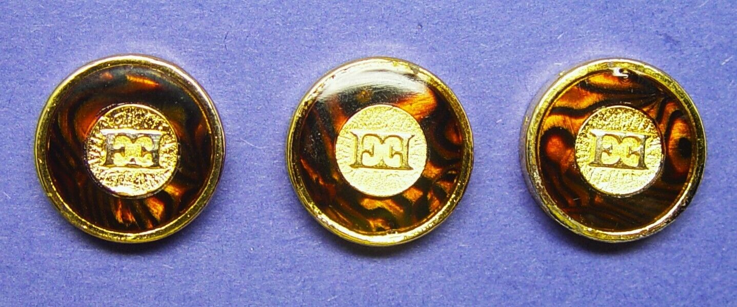 ESCADA Replacement Buttons 3 solid metal Cloisonne Effect EE buttons Fair Cond.