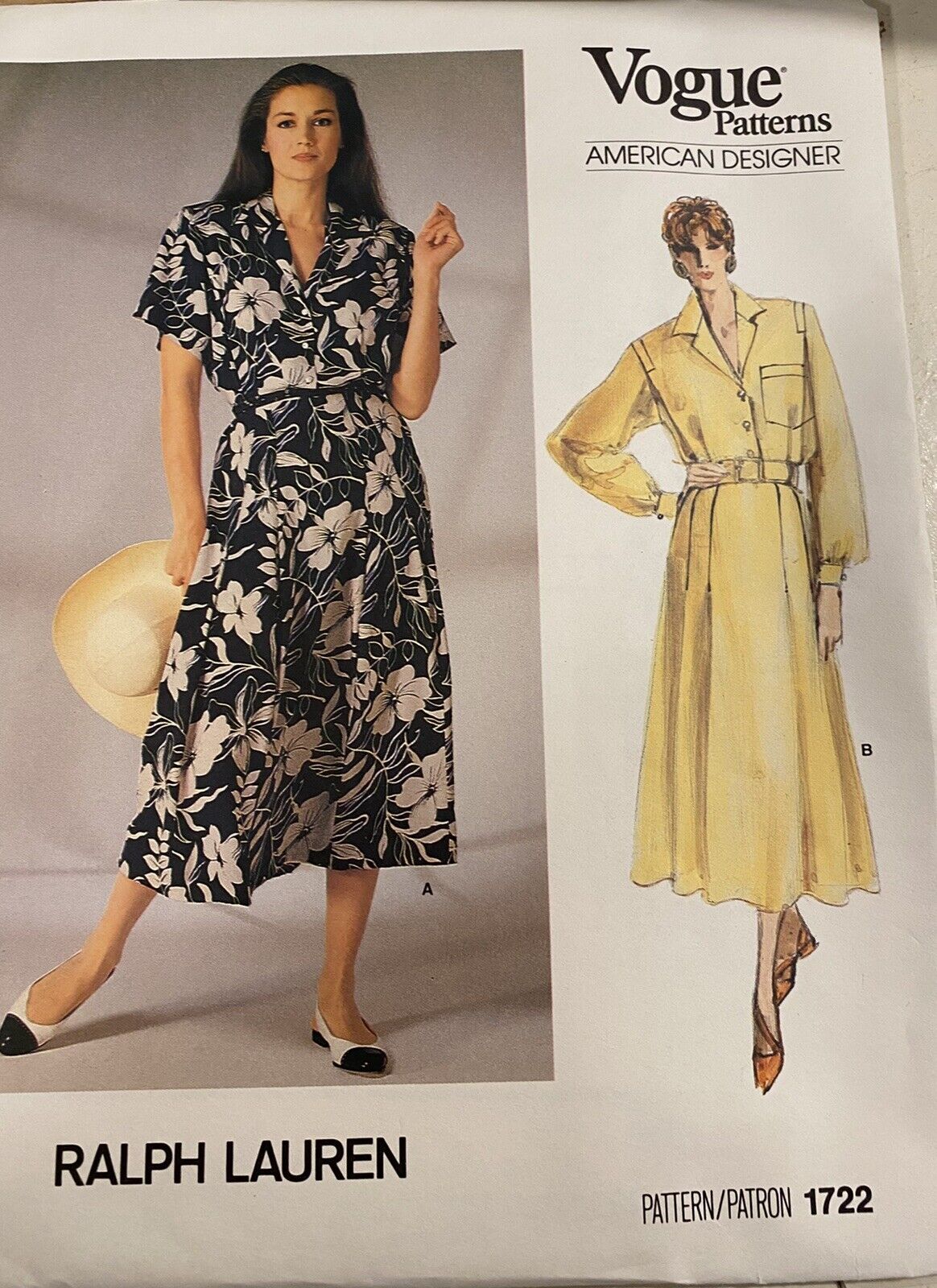 Vogue Designer Ralph Lauren 1722 misses loose casual dress belted sz 10 UNCUT