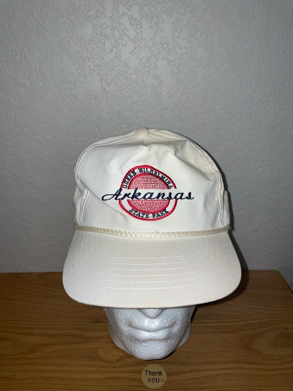 90s Vintage Arkansas Queen Wilhelmina State Park White Hat Headwear VTG OS