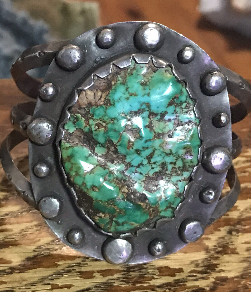 Rare, Large,Stunning Turquoise & Sterling Bracelet,Free  Shipping