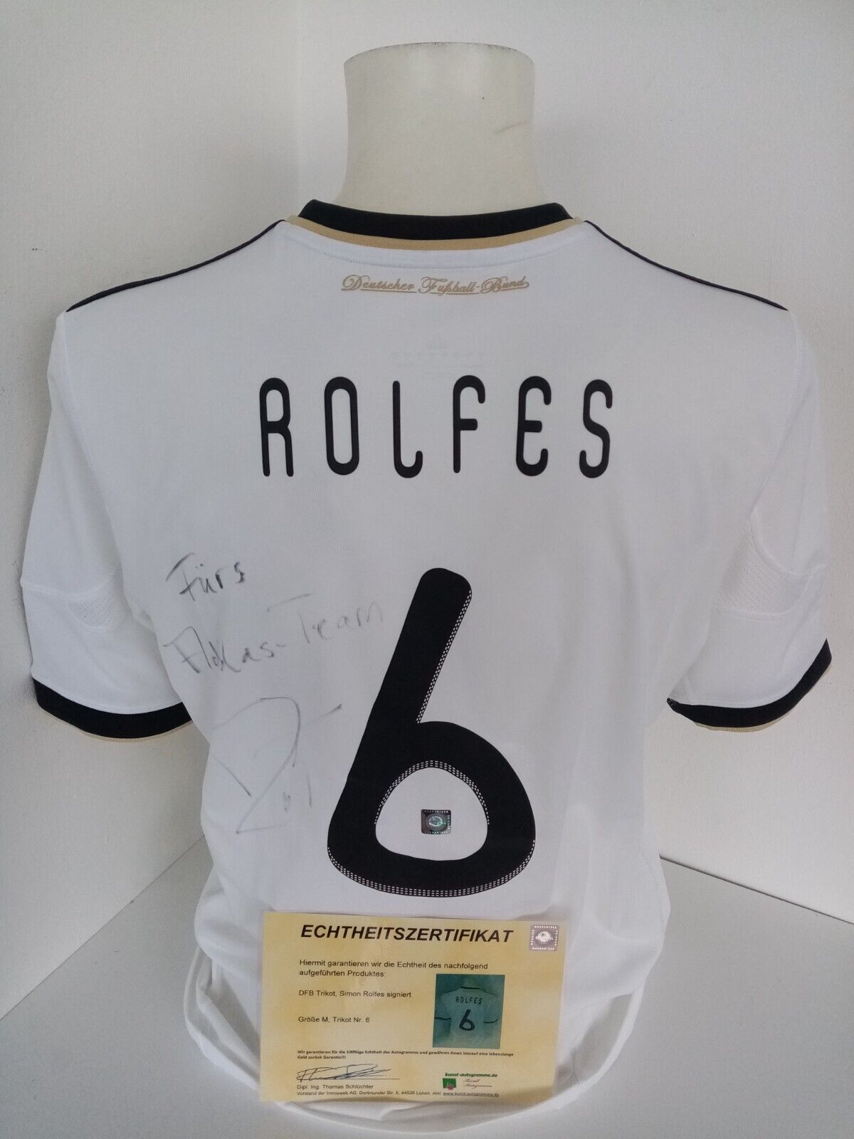 Germany Jersey Simon Rolfes Signed DFB World Cup 2010 Autograph adidas New COA M