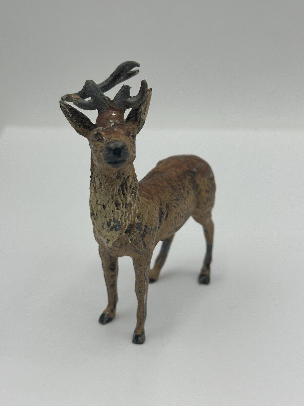 Antique Hand Painted Metal Deer / Reindeer Christmas Marked Germany