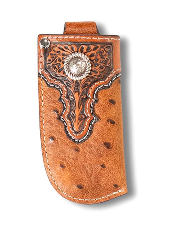 Ariat Leather Knife Sheath Embossed Ostrich Floral Brown A1802302