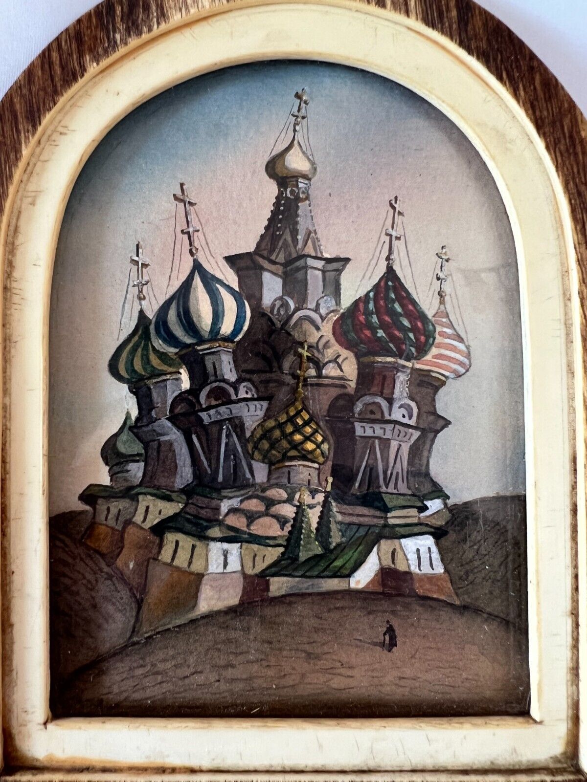 Miniature Russian Onion Dome Landscape Egg Tempera Painting *Artist Signed* 1991