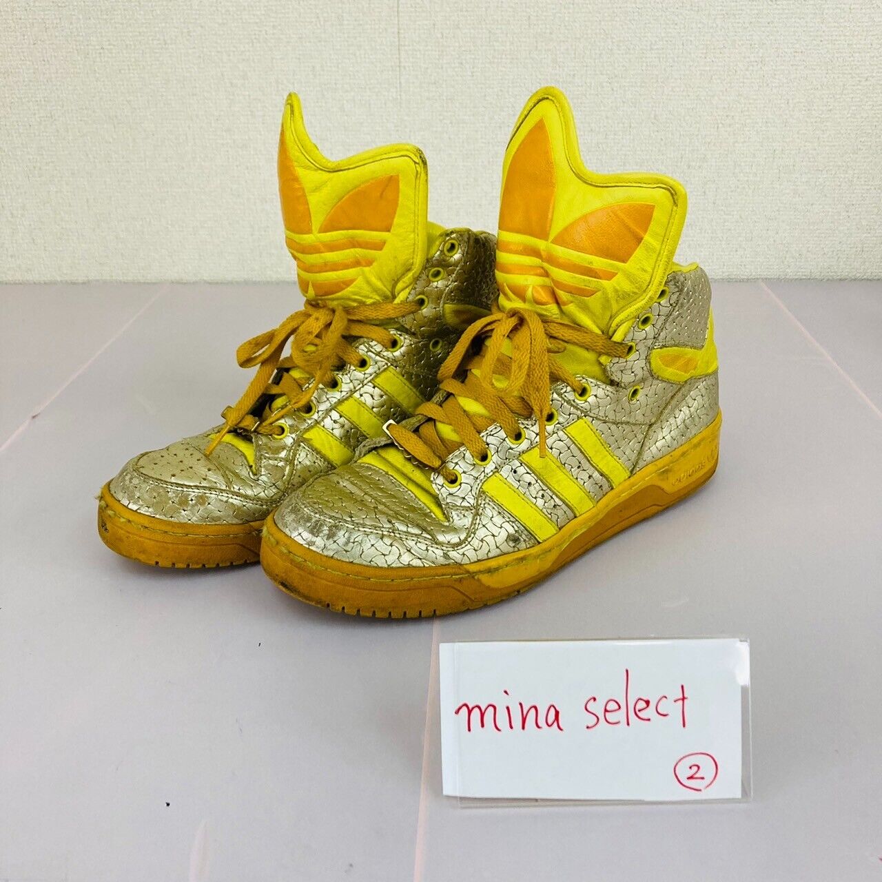 Adidas Jeremy Scott JS Logo G16254 Athletic Sneakers Shoes Yellow Silver US 9.5