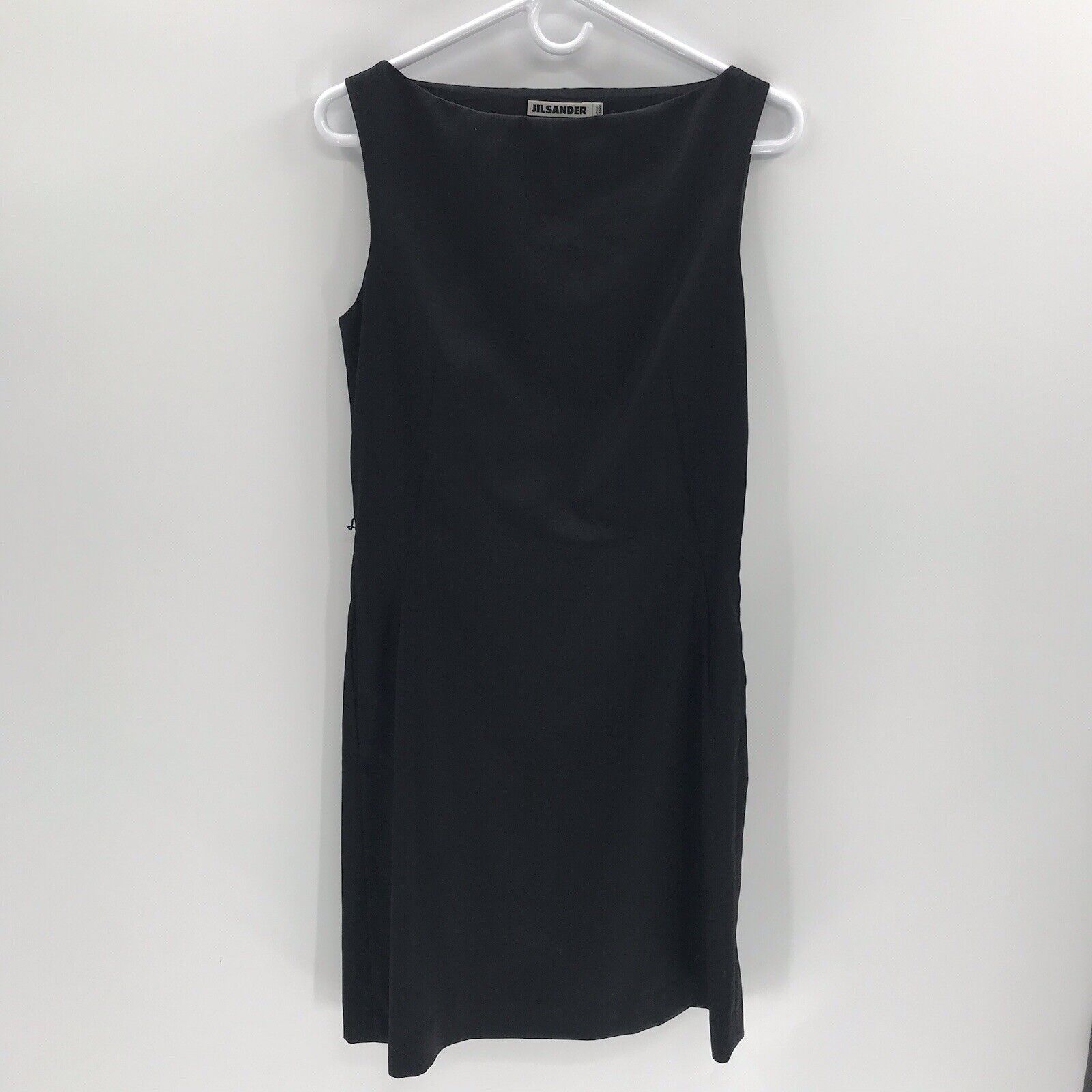 Jil Sander Womens Sleeveless Sheath Dress Black Size 38 Wool Silk