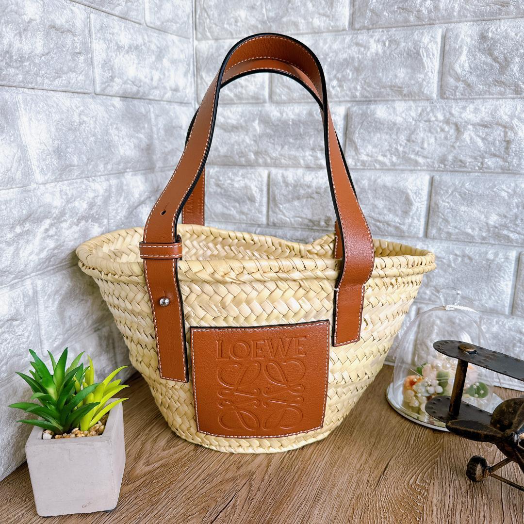 Loewe Anagram Basket Brown Small Raffia Bag