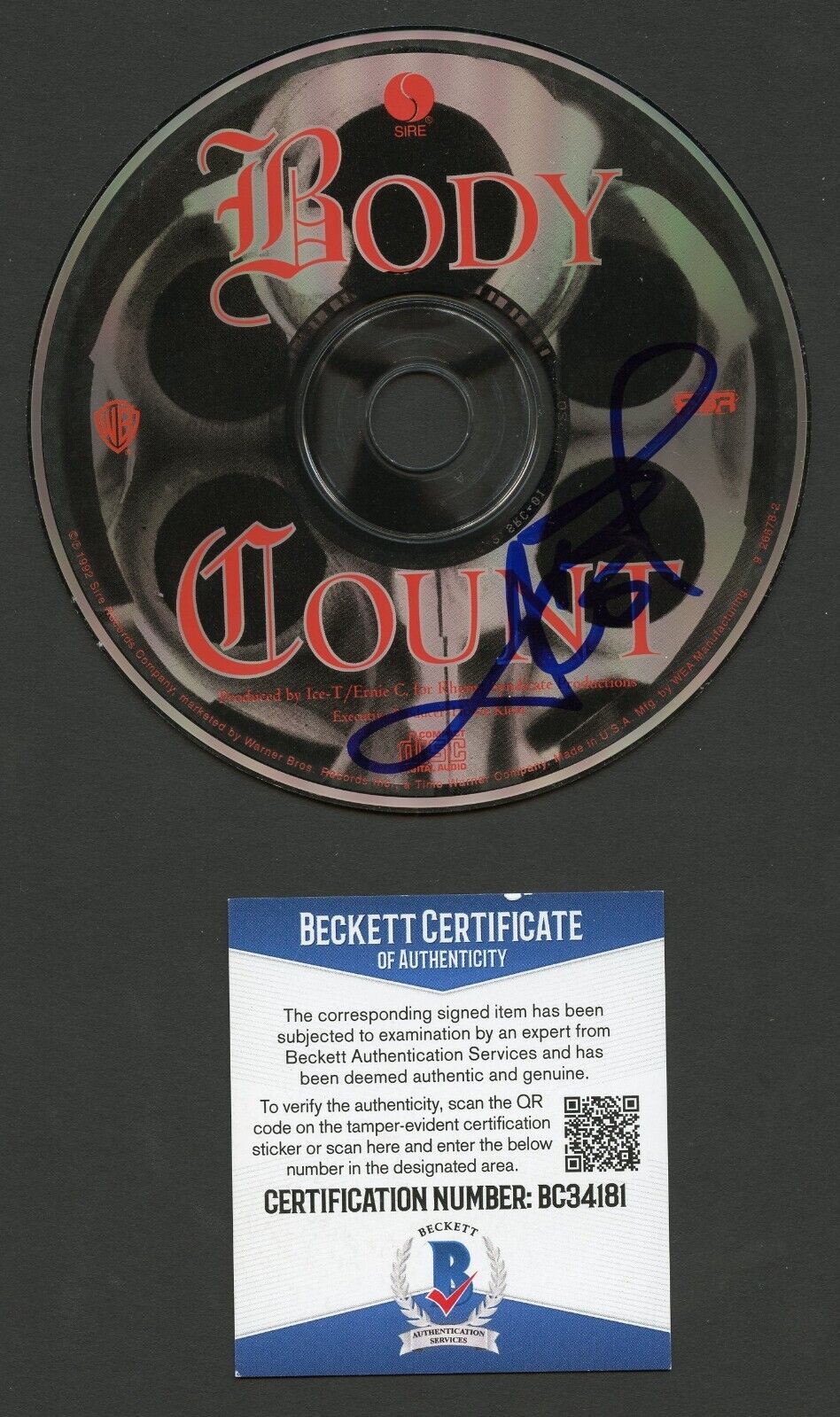 Ice T signed autograph Body Count Audio Disc Rap Metal Band BAS Certified