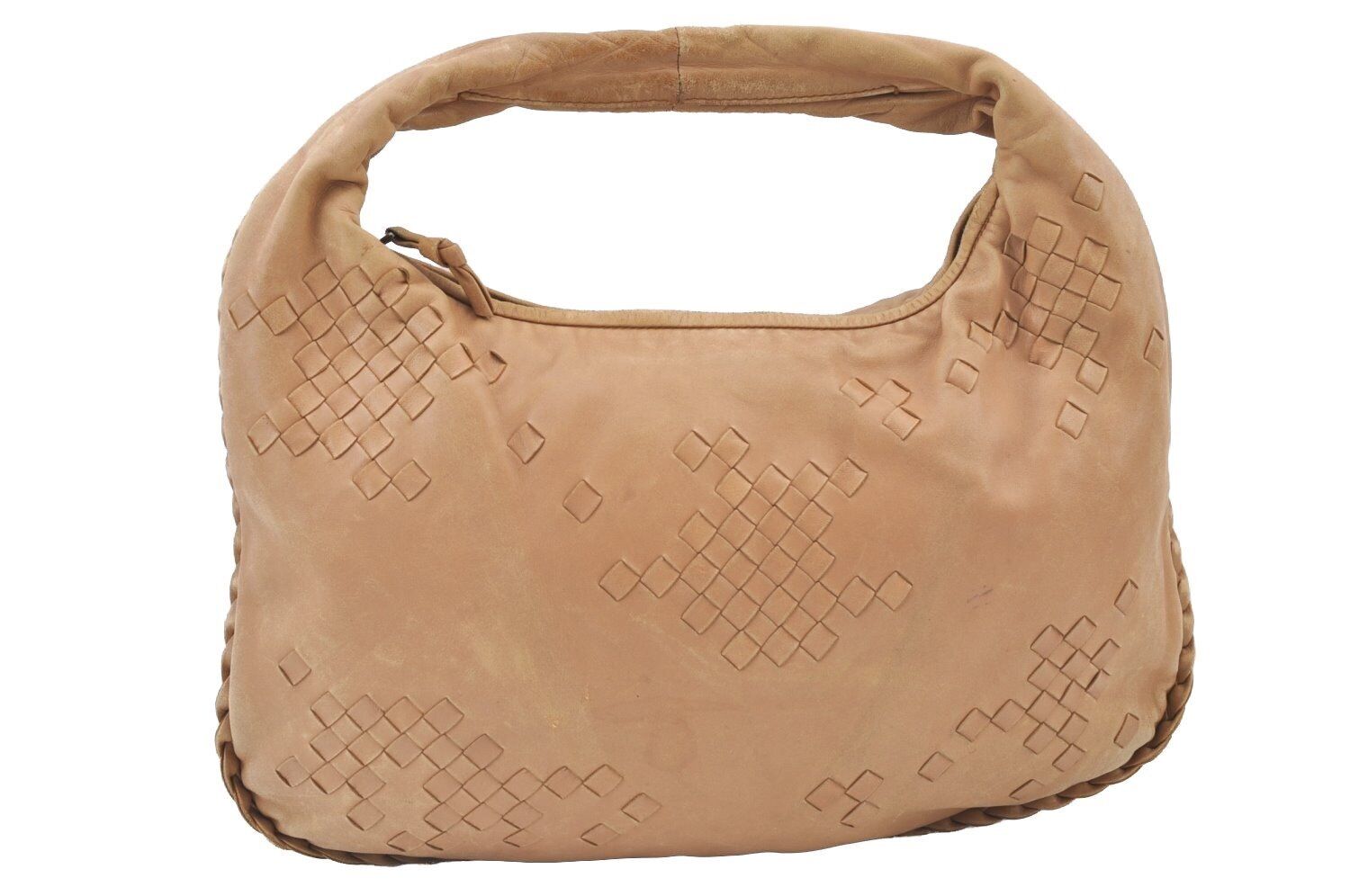 Authentic BOTTEGA VENETA Intrecciato Leather Shoulder Hand Bag Beige 1000J