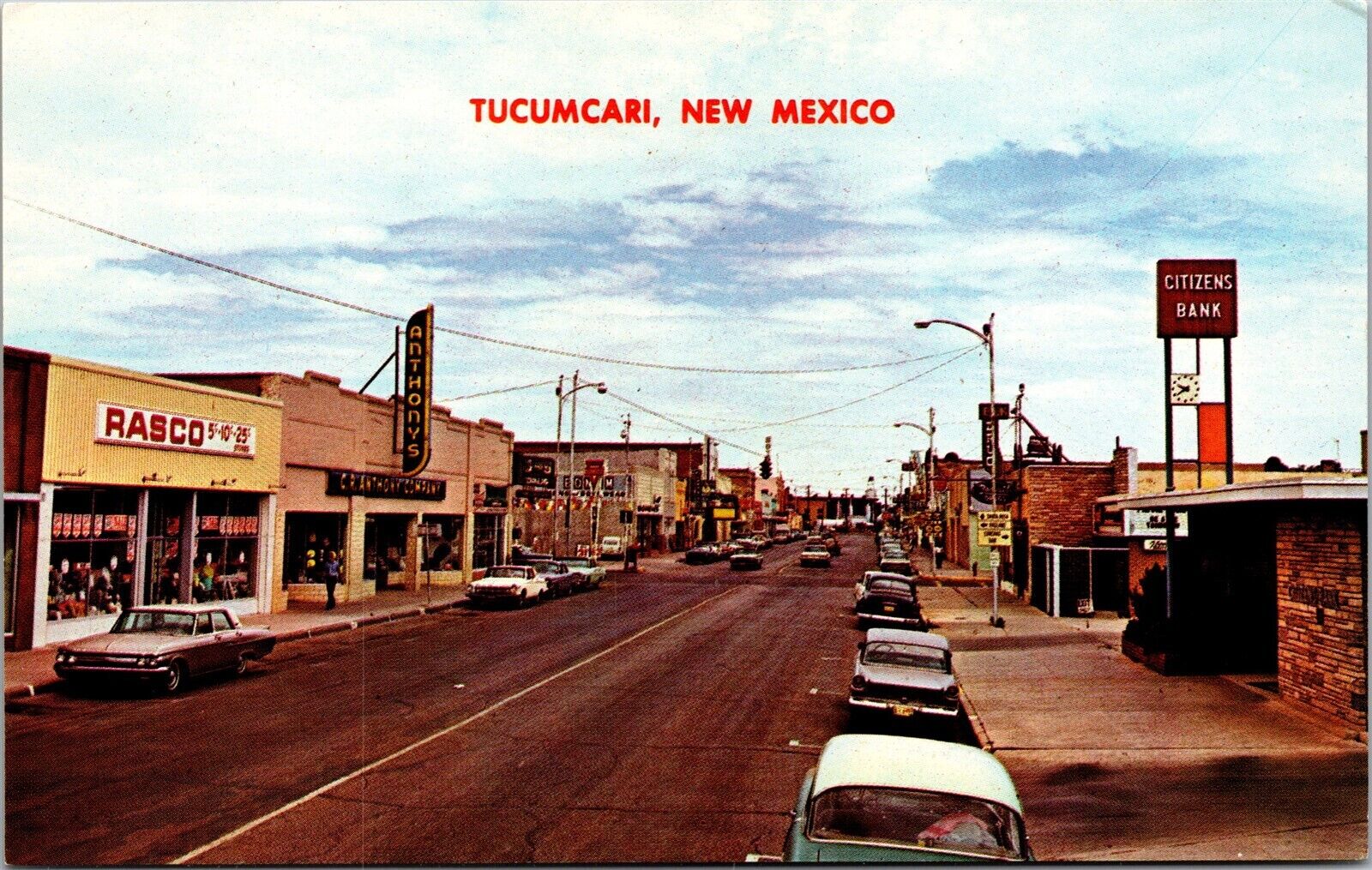 Vtg Tucumcari New Mexico NM Downtown Street View Old Cars 1960s Postcard
