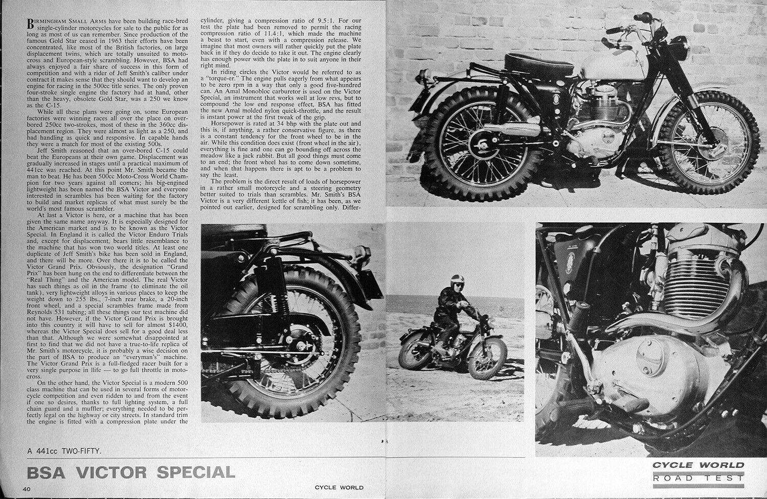 1966 BSA VICTOR SPECIAL Authentic Vintage 4pg. Magazine Road Test ~ MSRP $895