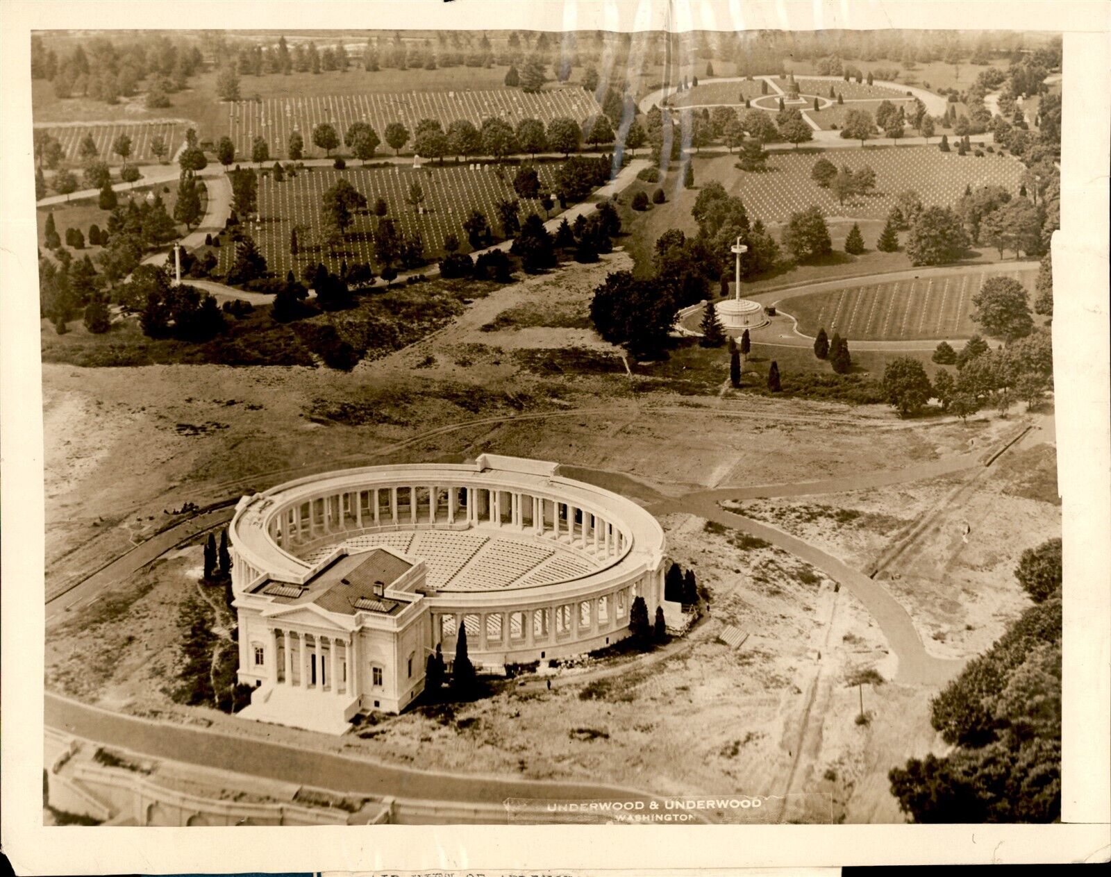 GA165 Original Underwood Photo AMPHITHEATER AERIAL Arlington National Cemetery