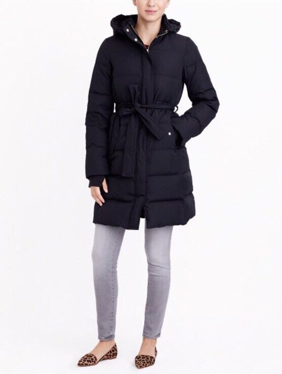 NWT J CREW LONG BELTED PUFFER JACKET
