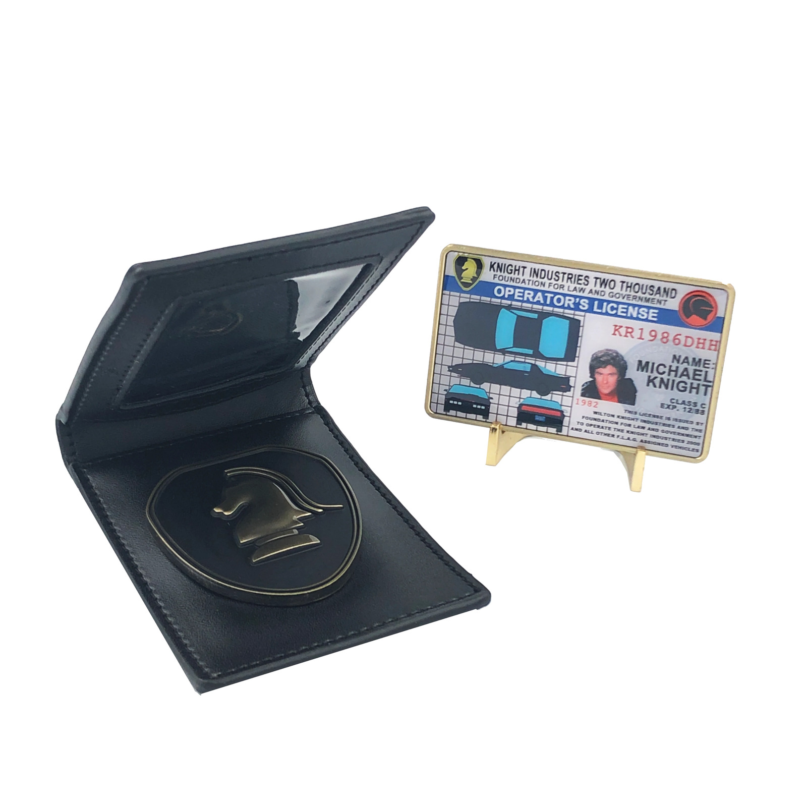 CL-HH Knight Rider in leather wallet with KITT Operator License on Metal Card (c