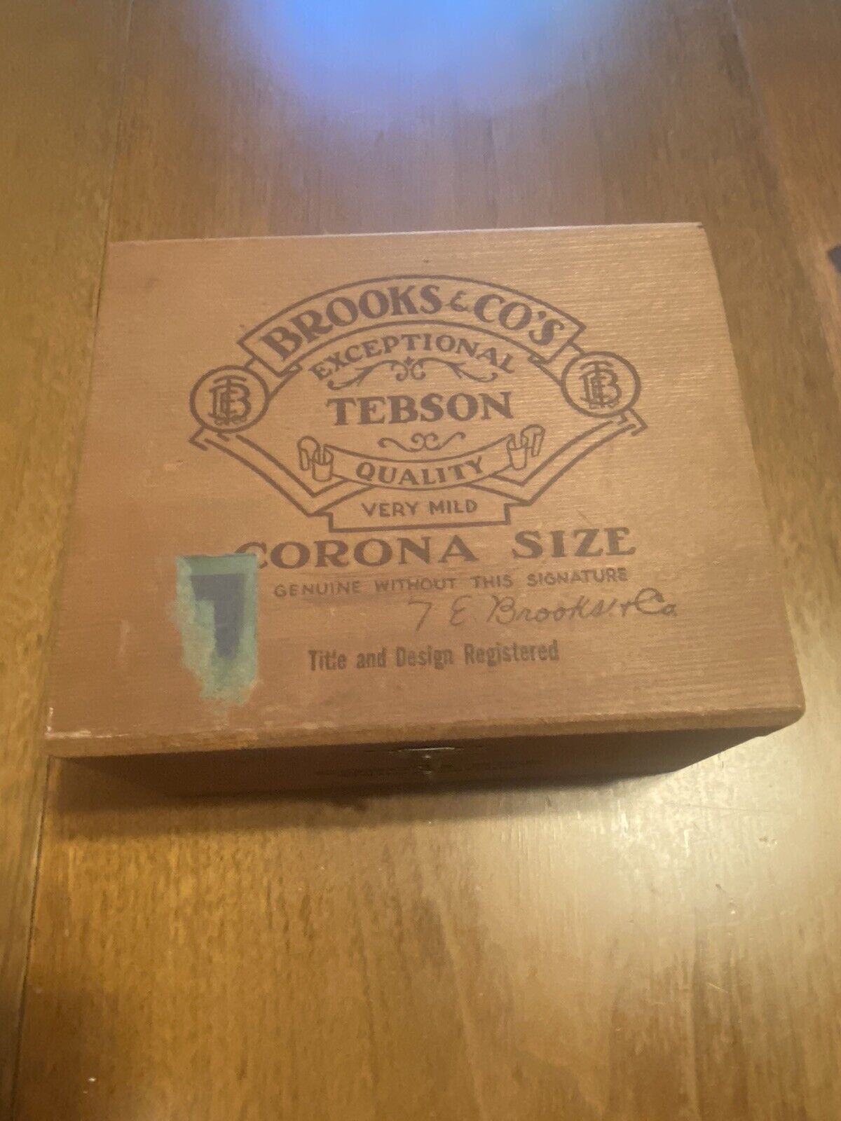 Vtg Brooks & CO’s Tebson Corona Size Wood Cigar Box
