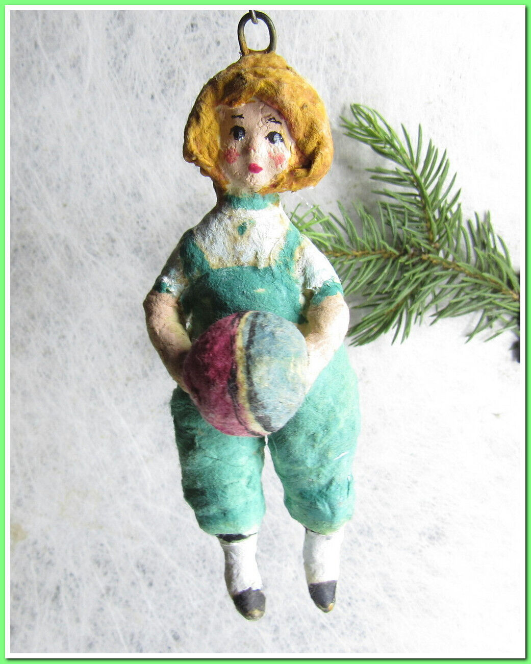 🎄Vintage antique Christmas spun cotton ornament figure #85242