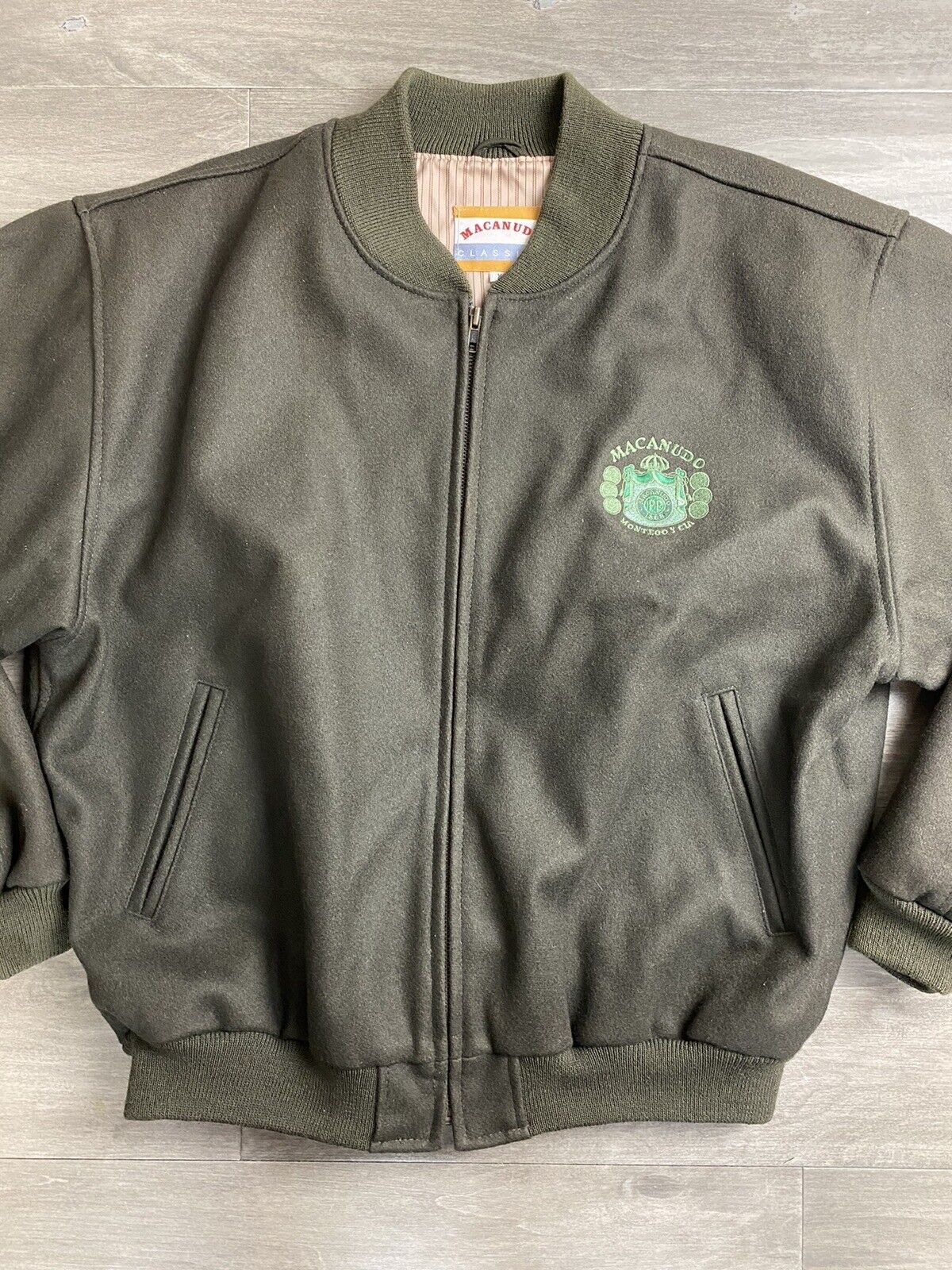 Macanudo wool Men’s Size XL Bomber Lined Vintage Green