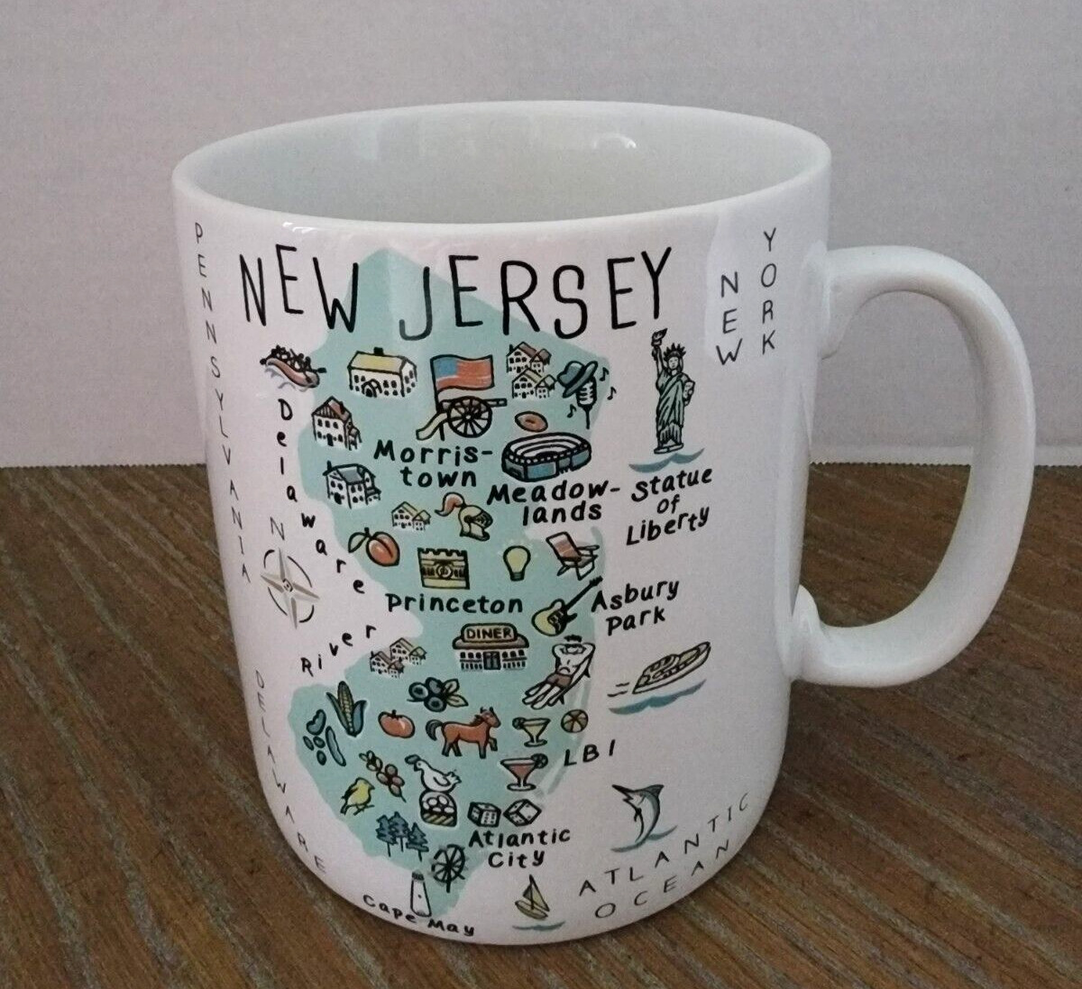 222 FIFTH New Jersey Large Oversized 24 OZ Mug My Place State Map Mint Condition