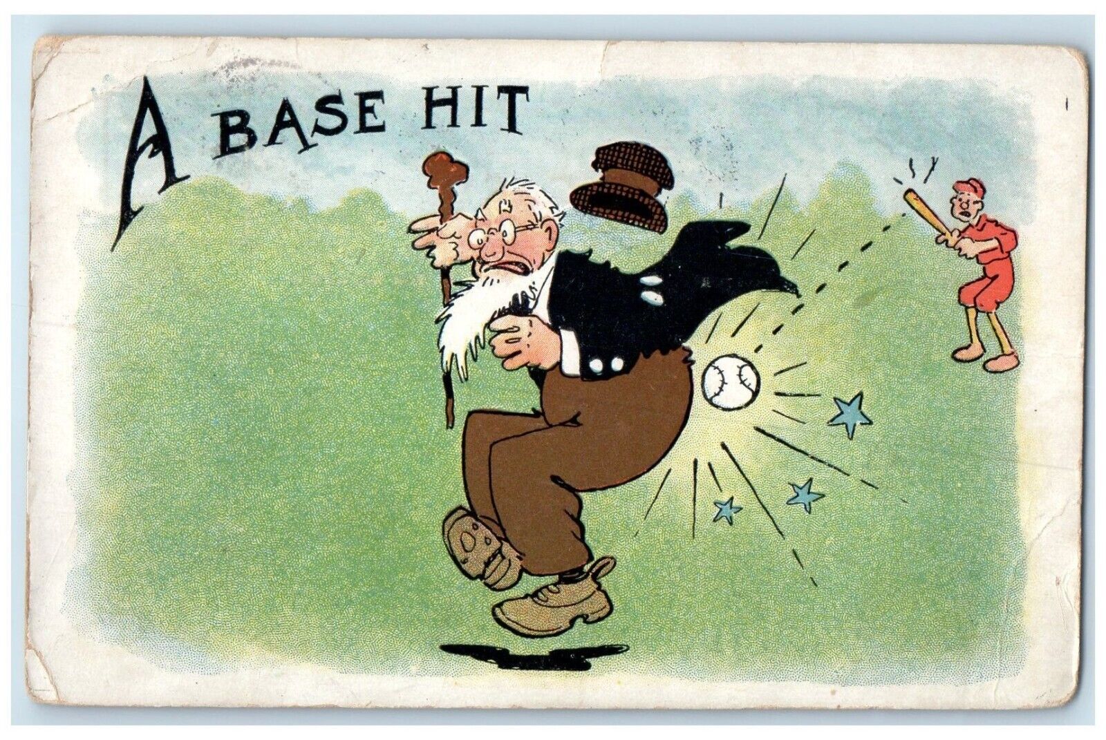 c1910's Old Man Hit Base Lexington Nebraska NE Posted Antique Postcard