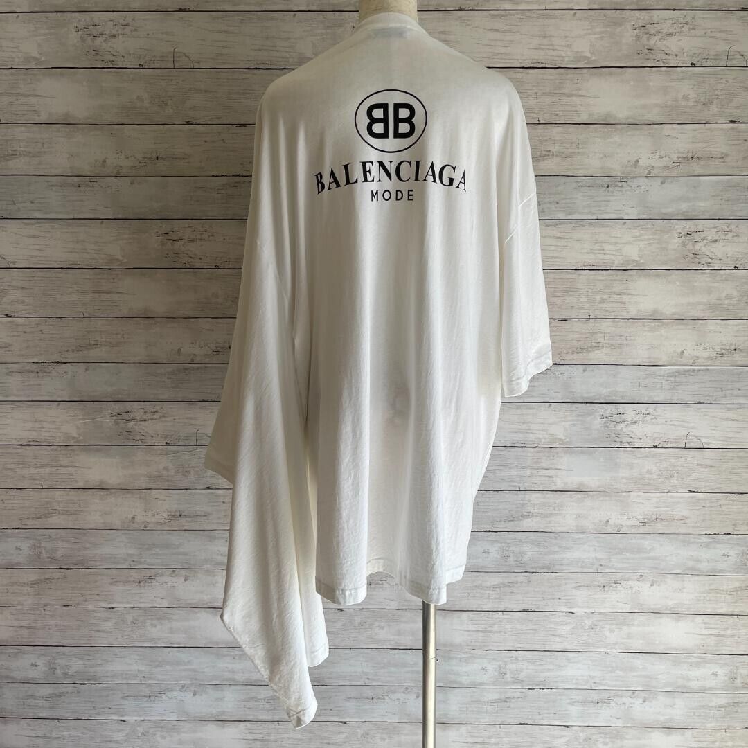 Super Rare Balenciaga Kimono T-Shirt Asymmetric Back Logo S White