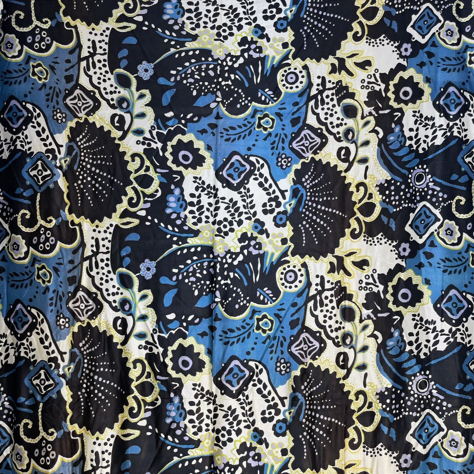 Vtg 70s Retro Fabric Abstract Shiny Polyester Knit Screenprint Ribbed 87\