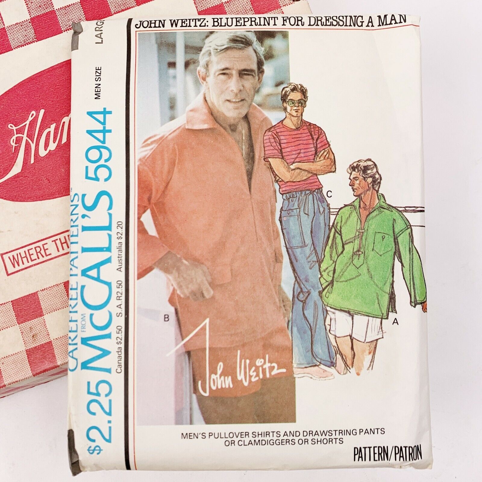 Vintage 1978 McCalls Pattern #5944 John Weitz Pullover Shirts Drawstring Pants
