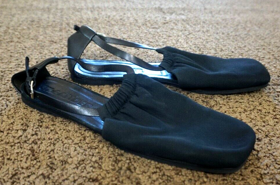 Women\'s Rare Vintage Jil Sander square toe flats strap black EU 39 US 9
