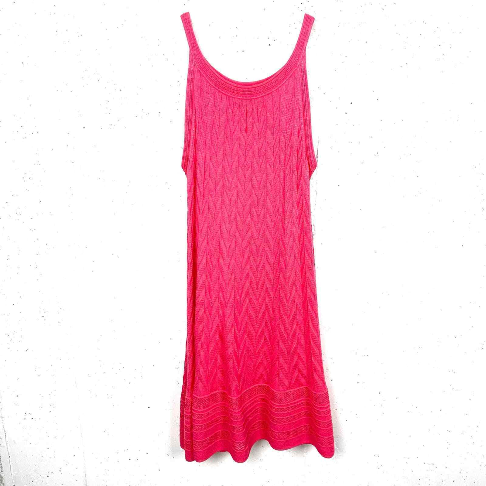 M Missoni Womens Sleeveless Chevron Knit Trapeze Tank Dress Pink Textured 46