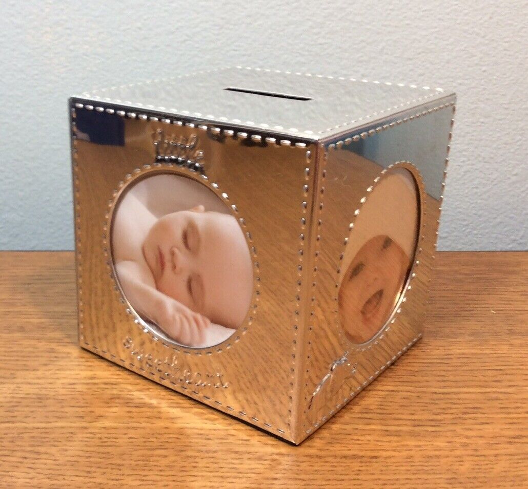 Carter’s Silver Plated Cube Frame Bank Baby Gift 2010 Decor Keepsake Baby’s Room