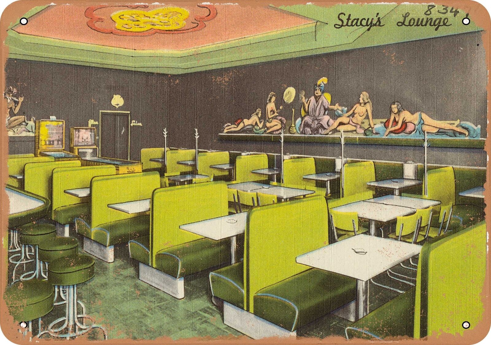 Metal Sign - Texas Postcard - Stacy\'s Lounge .