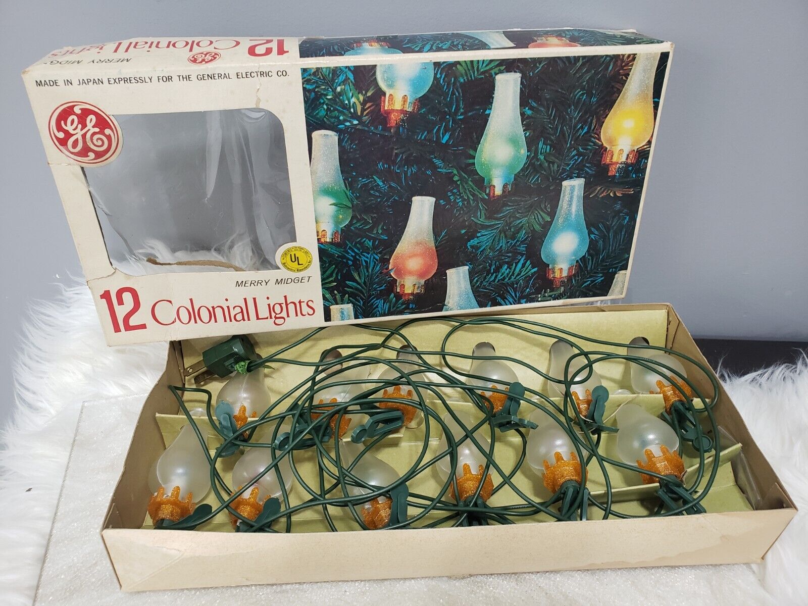 Vintage GE Colonial Lights Merry Midget 12-Count String Lantern mcm Japan 