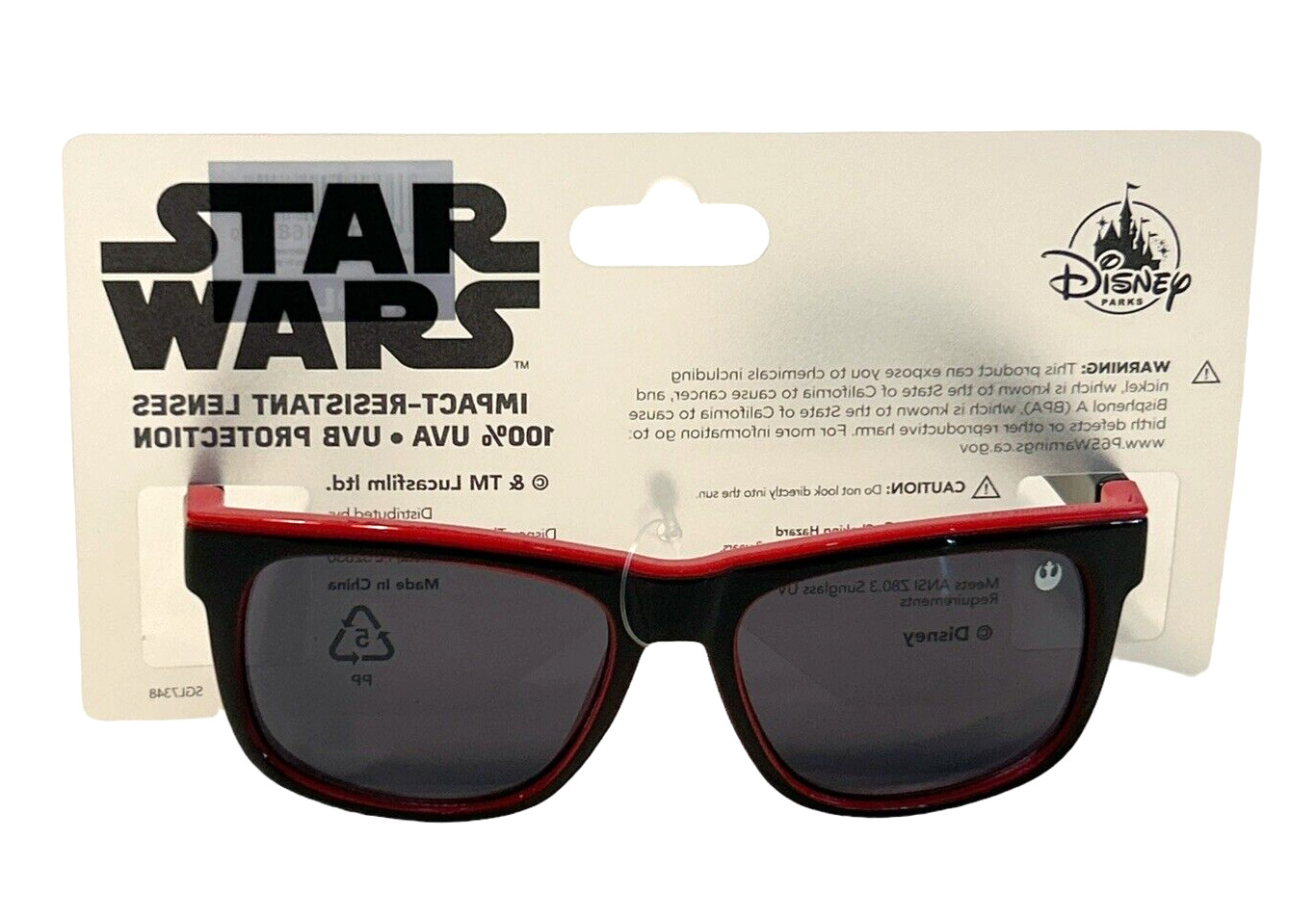 Disney Parks Star Wars Lucasfilm Kid Black Red Sunglasses UVA UVB Protection NWT