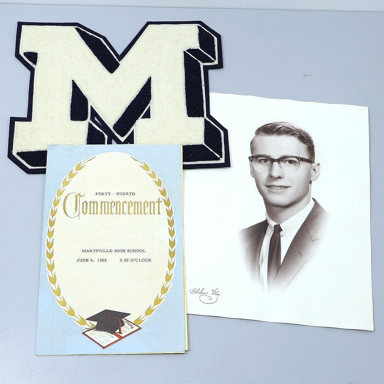 1965 Jim Schultz Marysville Ohio High School Letterman Letter 44th Commencement