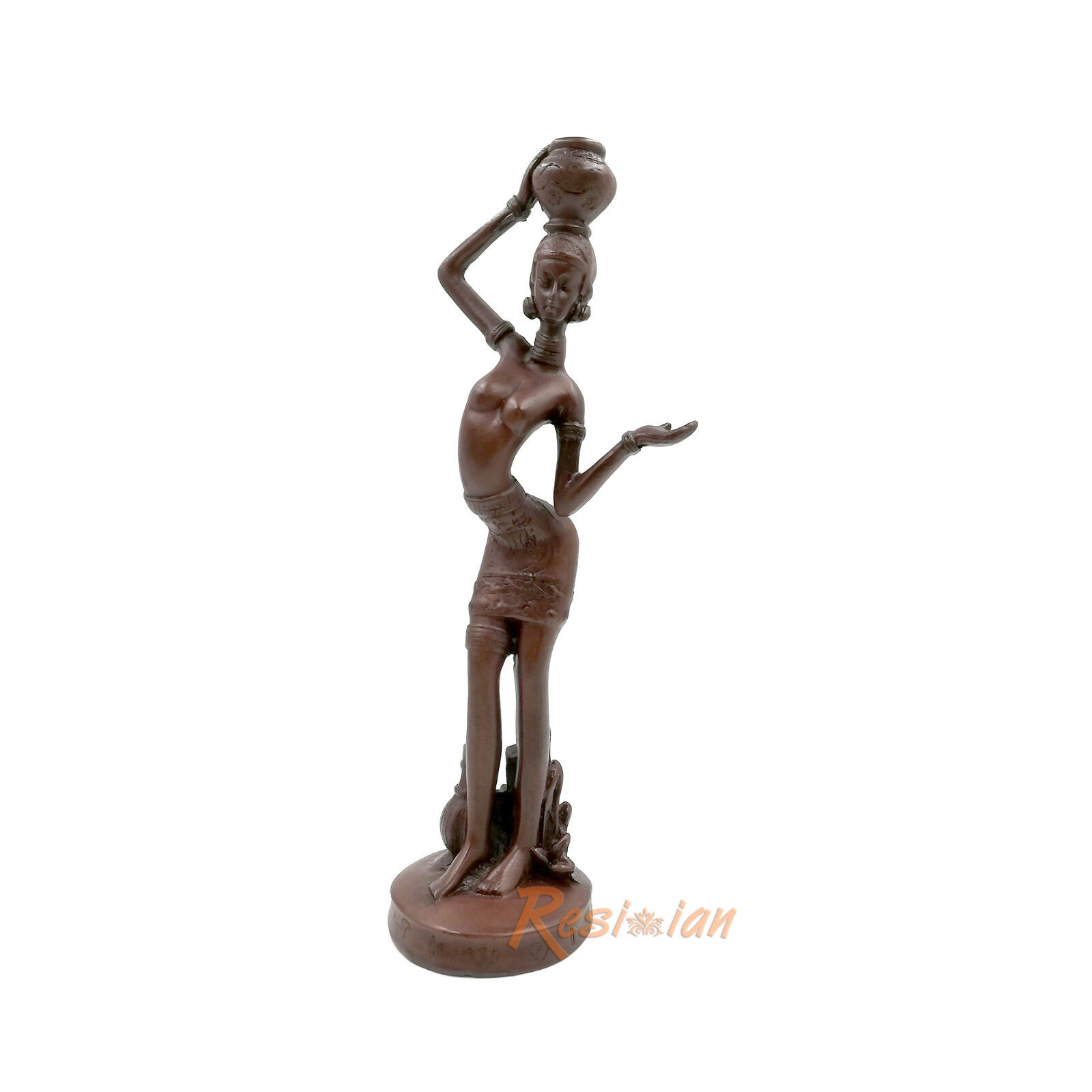 New African Ethnic Tribal Tall Skinny Woman Resin Figurine Statue Vintage Style